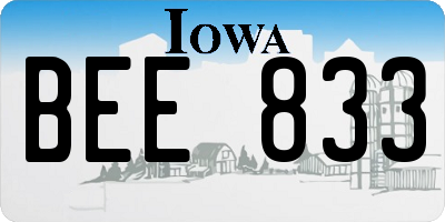 IA license plate BEE833