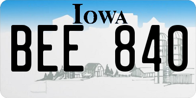 IA license plate BEE840