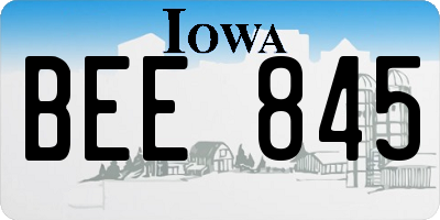 IA license plate BEE845