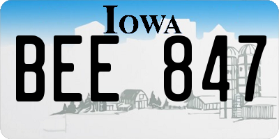 IA license plate BEE847