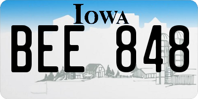 IA license plate BEE848