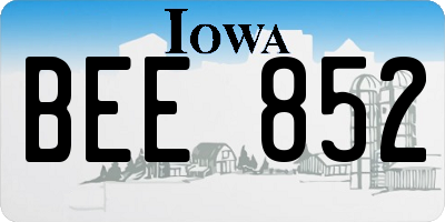 IA license plate BEE852