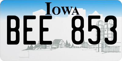 IA license plate BEE853