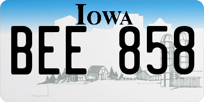 IA license plate BEE858