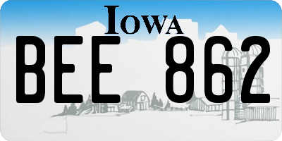 IA license plate BEE862