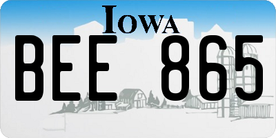 IA license plate BEE865
