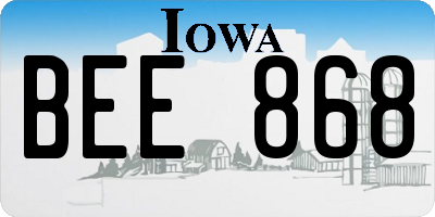 IA license plate BEE868