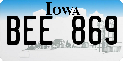 IA license plate BEE869