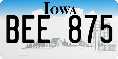 IA license plate BEE875
