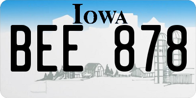 IA license plate BEE878