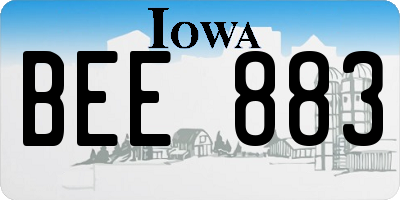 IA license plate BEE883