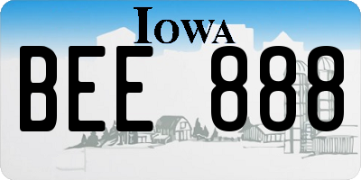 IA license plate BEE888