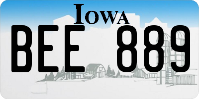 IA license plate BEE889