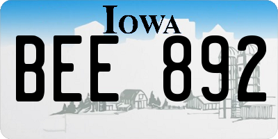 IA license plate BEE892