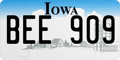 IA license plate BEE909