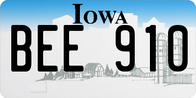 IA license plate BEE910