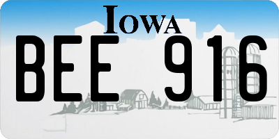 IA license plate BEE916