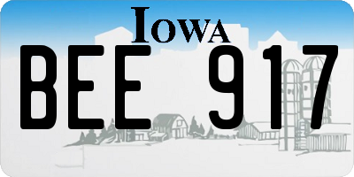 IA license plate BEE917