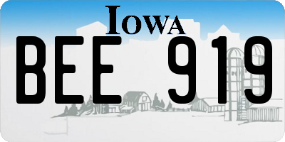 IA license plate BEE919