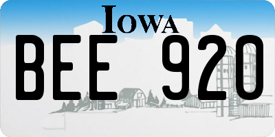 IA license plate BEE920