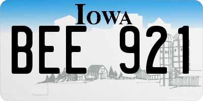 IA license plate BEE921