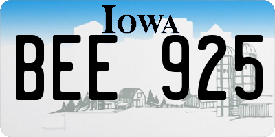 IA license plate BEE925