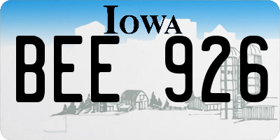 IA license plate BEE926
