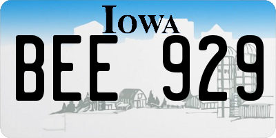 IA license plate BEE929