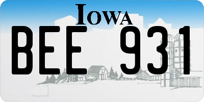 IA license plate BEE931