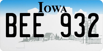 IA license plate BEE932