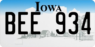 IA license plate BEE934