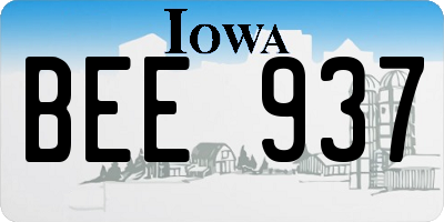 IA license plate BEE937