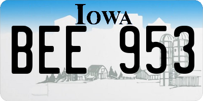 IA license plate BEE953