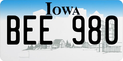IA license plate BEE980