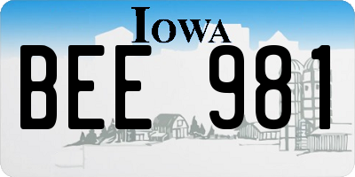 IA license plate BEE981