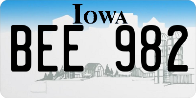 IA license plate BEE982