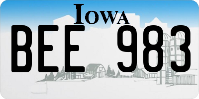 IA license plate BEE983