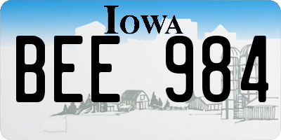 IA license plate BEE984
