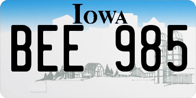IA license plate BEE985