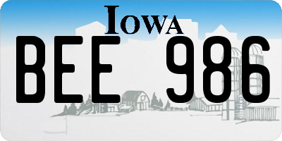 IA license plate BEE986