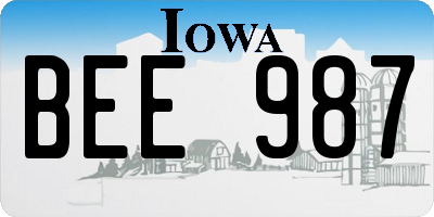 IA license plate BEE987
