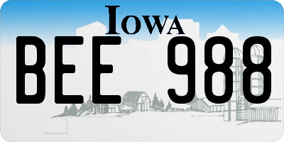 IA license plate BEE988