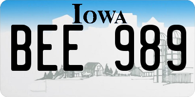 IA license plate BEE989