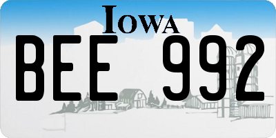 IA license plate BEE992