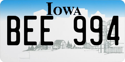 IA license plate BEE994