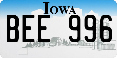 IA license plate BEE996