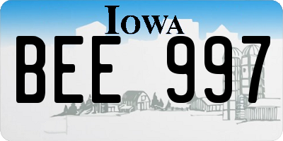 IA license plate BEE997