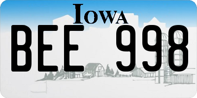 IA license plate BEE998