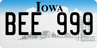 IA license plate BEE999