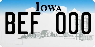IA license plate BEF000